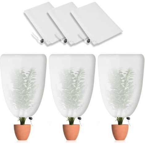 Lot de 3 Voile Hivernage Plante Exterieur 70g/m² 60 cm x 80 cm Voile Hivernage Plante Exterieur avec Cordon de Serrage Peut être Froid, Résistant aux Intempéries, Chaud, Réutilisable (1/5)