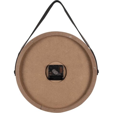 Horloge Murale Rétro Vintage en Bois MDF Marron avec Sangle de Suspension Ø 30 cm - PANGIVO