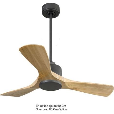 Modulo Ventilateur de plafond pour chambres gris basalte et bois massif clair 10 à 25 m² KLDC1SlimP6Sw (1/4)