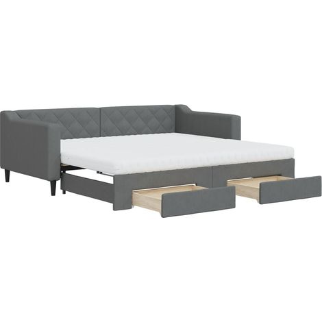 Maison Exclusive - Divano Letto Estraibile Cassetti Grigio Scuro 90x190cm Tessuto