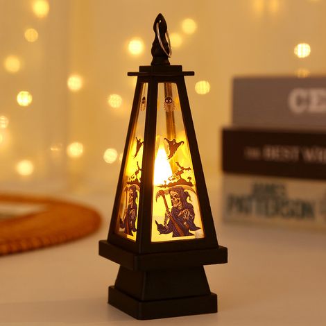 Lanternes décoratives d'Halloween : lanternes citrouilles, bougies LED, bougies scintillantes sans flamme, décorations de jardin d'Halloween (1/5)