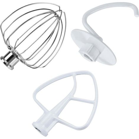 Ensemble de 3 accessoires en aluminium pour mixeur plongeant : fouet, batteur et crochet pétrisseur pour bols de 4,5 à 5 L (Everyday Kitchen) (1/5)