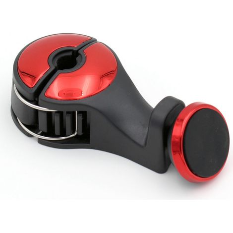 Support magnétique pour téléphone portable avec crochet pour appui-tête de siège arrière de voiture (rouge) (1/3)