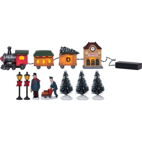 EGLO LED Weihnachtsdeko für Innen, Deko-Weihnachtsdorf beleuchtet mit Eisenbahn, Winterlandschaft mit batteriebetriebener Beleuchtung, Fensterdeko Weihnachten, warmweiß (1/3)