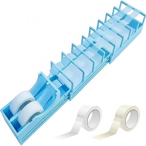 Tape Dispenser for Gift Wrapping & DIY Crafts, Compact 18 Strip Tape Dispenser Portable Dual Roll Holder, Fits Various Tape Sizes with Easy Dispensing