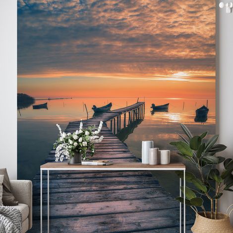 Papier peint panoramique - Ponton Couché de soleil - 130 cm x 195 cm (1/4)