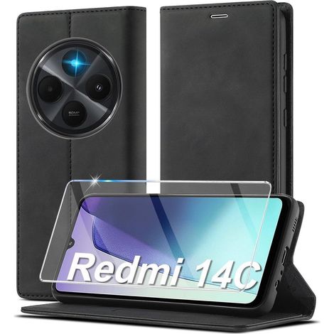 Coque portefeuille en cuir pour Xiaomi Redmi 14C/A4 5G/Poco C75 avec béquille et porte-cartes (1/5)