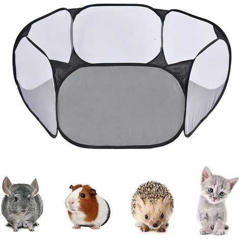 Small Animal Cage Tent, Portable Small Animal Playpen, Foldable Small Animal Fence, Transparent Pet Playpen, for Rabbits, Hamsters, Chinchillas and Hedgehogs