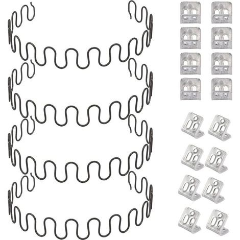 Ressorts de rechange pour canapé 4 pièces 50,8 cm avec 16 clips en S, 4,0 fils de diamètre Kit de réparation de ressorts de canapé pour siège de décoration intérieure de meubles (1/5)