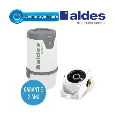 Aldes – Centrale d'aspiration C.Axpir Initia 1300W – Débit 217 m3/h – Filtration cyclonique – Installation simplifiée avec berceau mural
