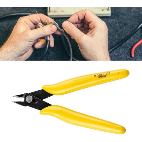 Pince électronique mini jaune, manche caoutchouc antidérapant, acier carbone résistant, coupe-fil micro précision (1/5)