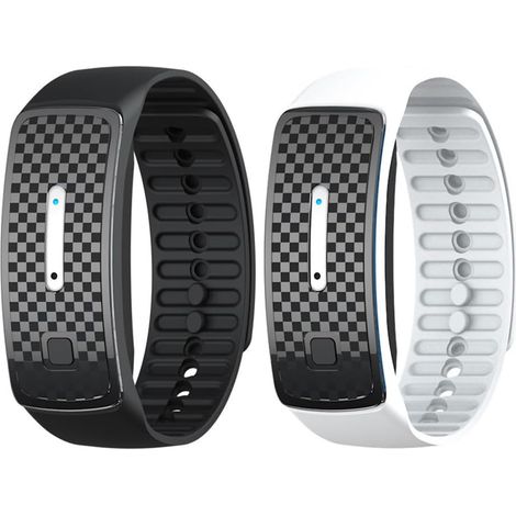 Pulseras repelentes de mosquitos ultrasónicas, pulseras de silicona ajustables para exteriores, color negro, aptas para niños. (1/5)