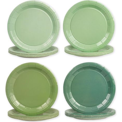 Lot de 48 assiettes en carton vert sauge de 17,8 cm - Assiettes à dessert dégradées pour décoration de fête de mariage de ferme, mariage, rassemblement, fête