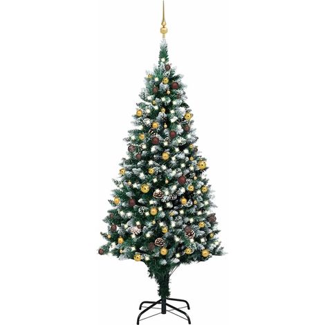 Set Albero Natale Artificiale con LED Palline e Pigne 240 cm (1/5)