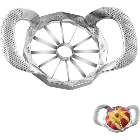 Heavy-duty fruit slicer, 12 blades, non-slip handle, easy to use, time-saving, stainless steel vegetable cutter and separator for tomatoes, oranges, pears, pineapples (1/5)