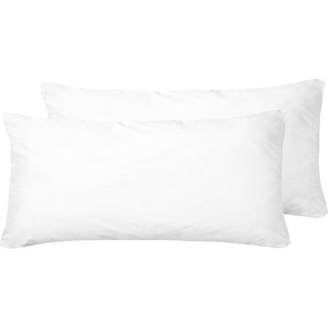 Conjunto de 2 almohadas tradicional funda de microfibra blanca relleno de poliéster de perfil bajo 40 x 80 cm Errigal (1/5)