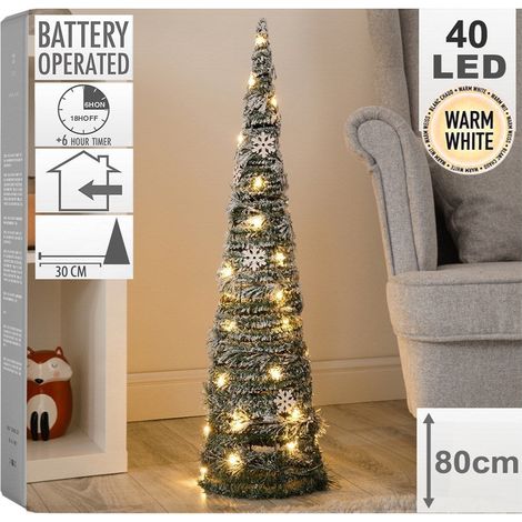 Cono pino innevato in ferro con luci Led per decorazioni natalizie -80 cm (1/5)