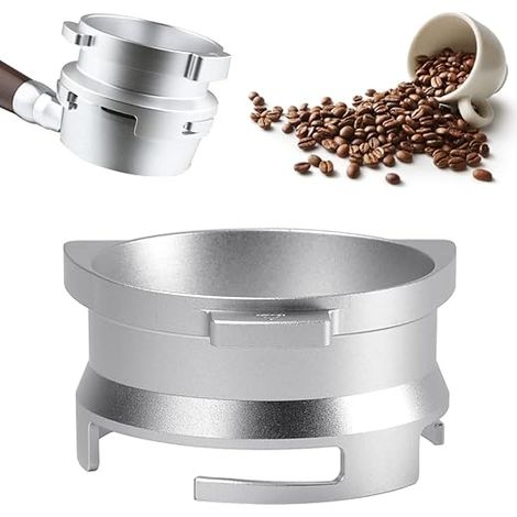 Anillo dosificador de aluminio para espresso, embudo dosificador de café de 54 mm, plateado, accesorio para café espresso, anillo dosificador de café de metal y aluminio para el hogar y la oficina.