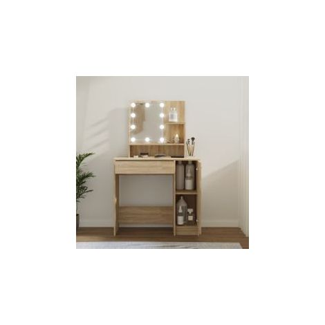 Coiffeuse avec LED chêne sonoma 86,5x35x136 (1/5)