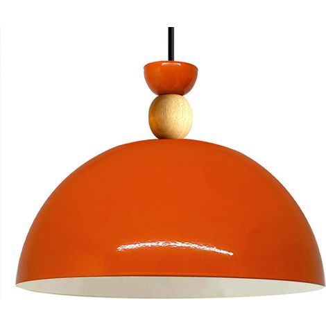 Yimpi Suspension Industrielle en Métal Orange Peint à la Main – Lustre Vintage E27 Ø30 cm pour Salon, Chambre ou Salle à Manger