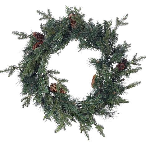 Ghirlanda natalizia con pigne sintetiche e bacche 60 cm verde Kamerun
