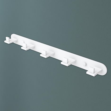 Mai & Mai Appendiabiti da Parete con 5 Ganci, Attaccapanni da Muro in Acciaio Inossidabile Appendiabiti 44.7 cm per Camera da Letto, Ingresso, Cucina, Bianco Opaco, Stalo-09 (1/5)
