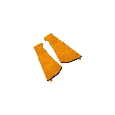 Paire Manchette Soudeur pour Hommes & Femmes, Manchons à Souder en Cuir de Vachette & Doublure Antiadhésive, Manchons jardinage de protection des bras Ignifuge et Résistants à la et Flamme (1/5)