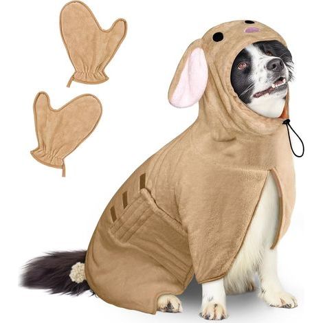 Microfiber Dog Bathrobe, Super Absorbent Towel, Adjustable, for Bath and Swimming in Winter (1/5)