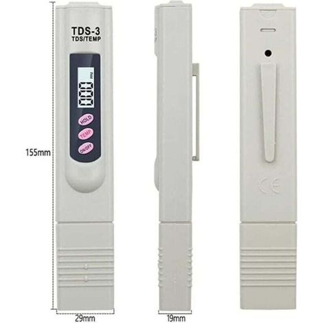 Mètre TDS-3 de l‘Eau potable LCD Numérique Portable Testeur Mètre de Qualité de l'Eau Stylo de Température et PPM Testeur de Pureté de l'Eau 0-9990 PPM Eau Potable Culture Hydroponique (Ne teste pas P