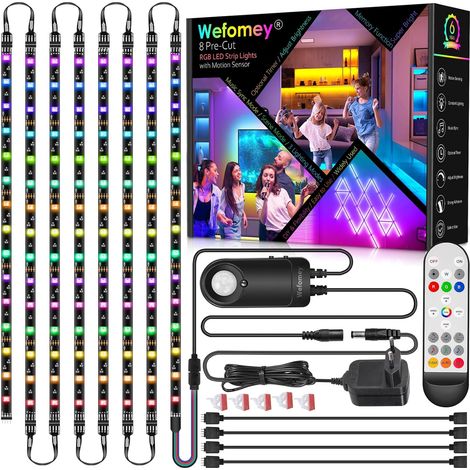 LED Strip LED Bedroom RGB Multicolor LED Strip App Control, 12V Strip with Remote Control and Socket, Dimmable Under Cabinet Lighting Kit for Decoration, Kitchen, Stairs, Closet (1/5)