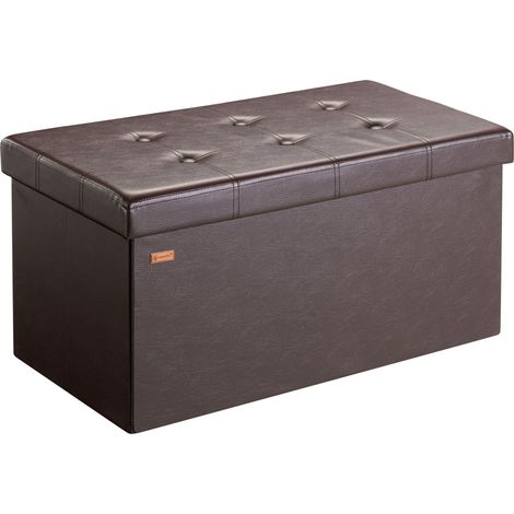 CASARIA® Panca Contenitore Pieghevole Similpelle Pouf Poggiapiedi Ottomana L - Marrone