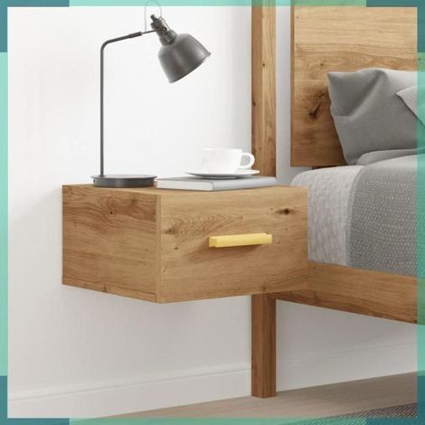 Table de chevet murale - 857065 - chêne artisanal - bois d'ingénierie - 35 x 35 x 20 cm (1/5)