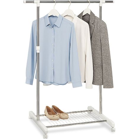 Verstellbare garderobe mit rollen und ablage
