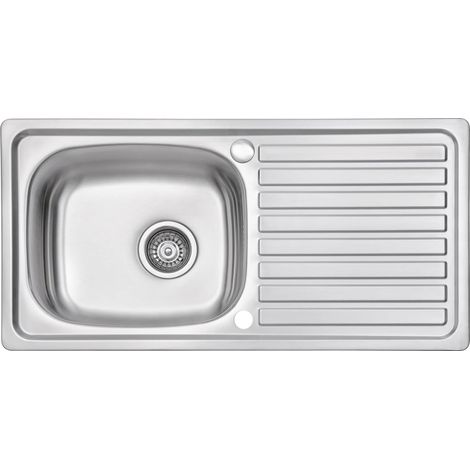 JASSFERRY Évier de cuisine 1 Bac , Acier Inoxydable, égouttoir réversible, 860 x 435 mm avec Siphon et Trop Plein (1/5)