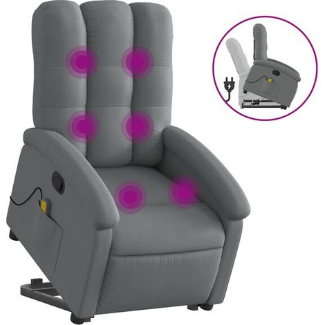 Chaise de massage ergonomique en tissu gris foncé – Siège relaxant avec fonction chauffage, vibration et inclinaison réglable – Pour salon, bureau ou chambre (1/5)