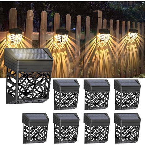 Solar Wandleuchten Außen, 8 Stück Solar Garten Wandlampe IP54 Wasserdicht Außenwandbeleuchtung Warmweiß LED für Terrasse, Hof, Treppe, Weg und Auffahrt (1/5)