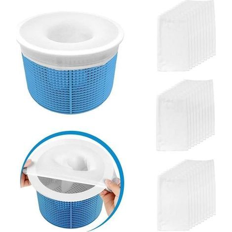 Filtre d'écumoire (blanc), 30 chaussettes d'écumoire de piscine, protection idéale pour le panier de l'écumoire-AquaForge (1/4)
