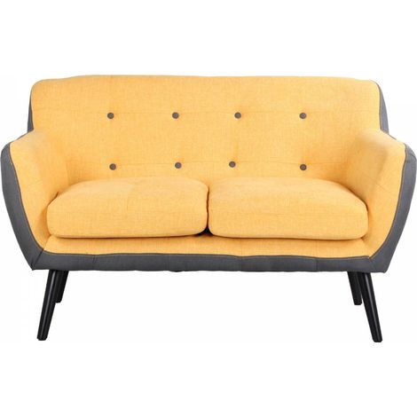 Divano 2 posti 130 cm - tessuto Ocra imbottito ELLEN (1/5)