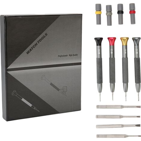 4 pièces Tournevis à Fente en Acier Inoxydable pour Montres, Réparation de Bijoux et Lunettes (1/5)