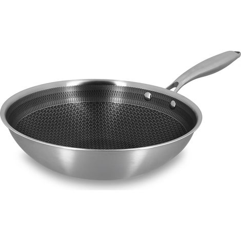 Wok revêtu 28cm en acier inoxydable, TRINOX