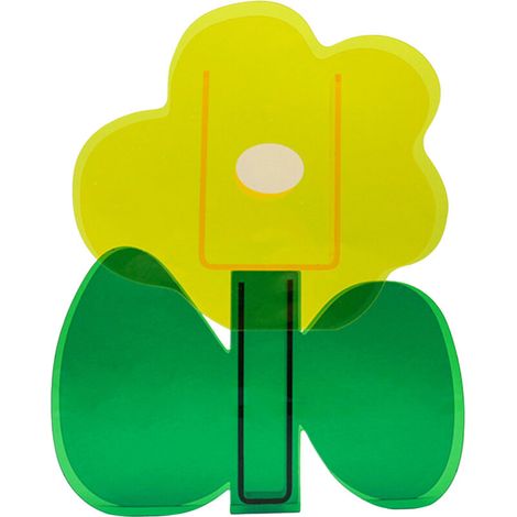 Vase décoratif en acrylique – Fleur jaune avec feuilles vertes – Objet décoratif lumineux pour table et étagère (1/5)