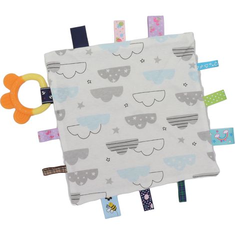 Baby-Kuscheldecke, beruhigend, sensorisch, weich, Plüsch, bunte Etiketten, geruchlos, Beißdecke für Säuglinge und Neugeborene, Typ 3 (1/5)