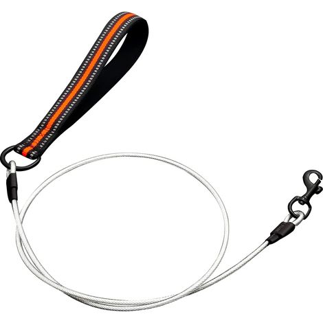 Laisse anti-morsures avec poignée pour petits, moyens et grands chiens (orange) 1,2 m (1/5)