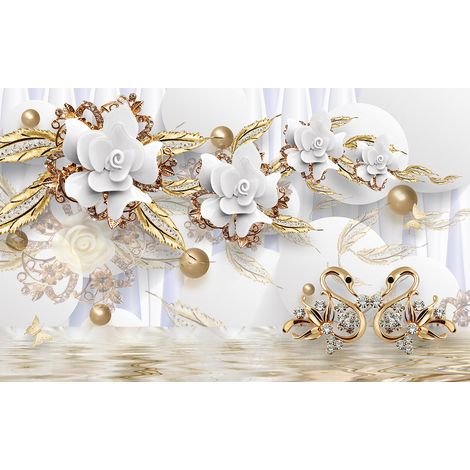 Papier peint panoramique - Fleurs 3D - 130 cm x 81 cm (1/2)