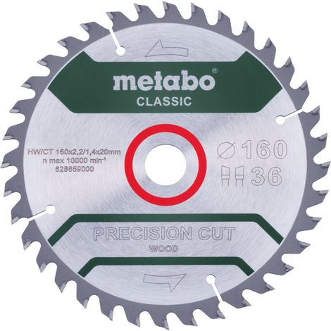 Metabo Sägeblatt "precision cut wood - classic", 160x2,2/1,4x20 Z36 WZ 10° /B
