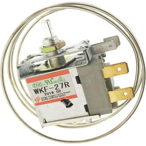 Thermostat Réfrigérateur WKF-27R - 1 Pièce - Métal et Plastique - 2 Broches - Pour Congélateur et Vitrine - Argenté (1/3)