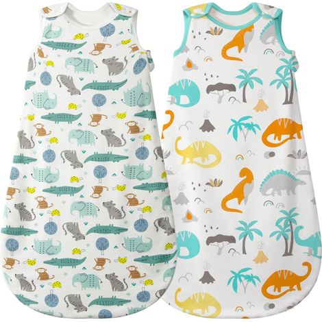 Gigoteuse Bébé 0.5 TOG (Lot de 2) Sac de Couchage d'Été en Coton Respirant Turbulette Légère sans Manches pour Fille et Garçon Idéal pour Grosses Chaleurs et Sommet Paisible (1/5)