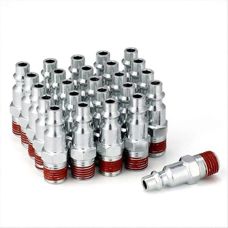 25 raccords pour tuyau d'air de 6,35 mm (1/4 pouce), corps de 6,35 mm (1/4 pouce), embout de type M, filetage mâle de 6,35 mm (1/4 pouce), pré-revêtus, 300 PSI (1/5)