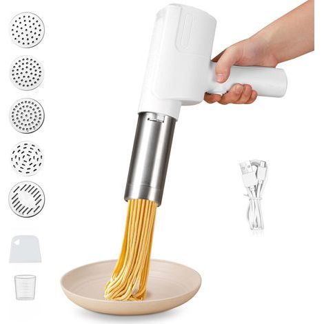 Applicable Machine a pate électrique portative, laminoir a pate fraiche portable amovible, Appareil de cuisine automatique, Machine à nouilles multifonctionnelle 2000 mAh avec 5 Moules. (1/5)