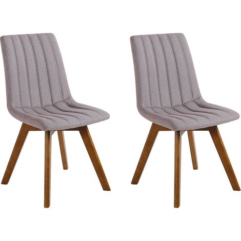 Set di 2 Sedie da Pranzo Gambe in Legno e Tessuto Grigio Talpa Calgary